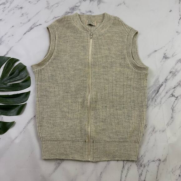 L.L. Bean Other - LL Bean Mens Vintage 90s High Trek Yarn Knit Sweater Vest Size L Cream Wool